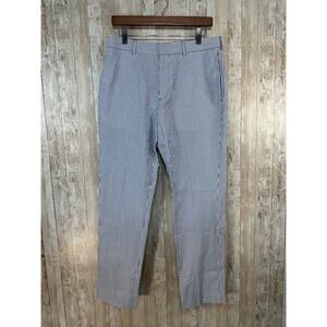 Brooks Brothers Red Fleece Seersucker Pants Mens 32/30 Blue White Striped Preppy